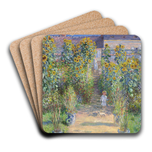 The Artist's Garden at Vtheuil by Claude Monet Art Drink Coaster set