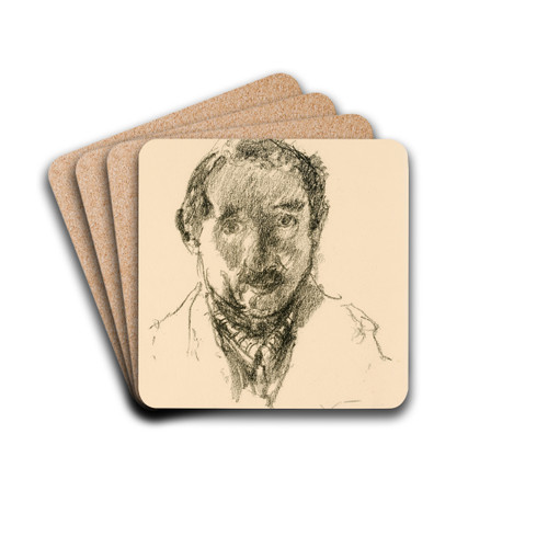 Self-Portrait by Lovis Corinth Drink Coasters - set of 4 Self-Portrait by Lovis Corinth Drink Coasters - set of 4