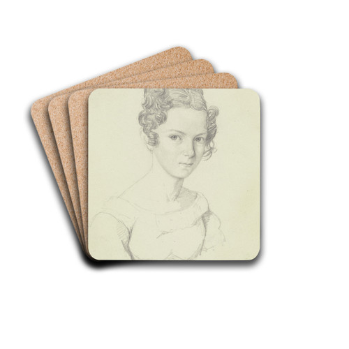 Bildnis der Schwester des Augsburger Tiermalers Moritz Rugendas by Nikolaus Hoff Drink Coasters - set of 4