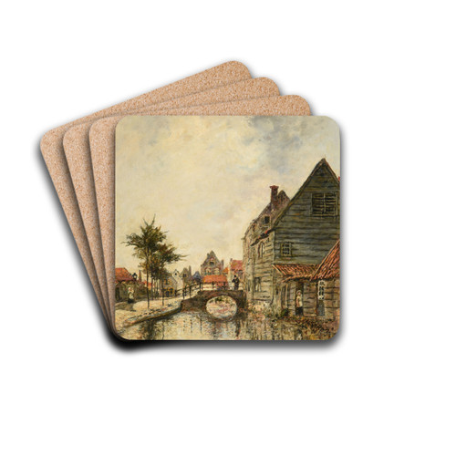Canal intrieur de la ville de Dordrecht by Johan Barthold Jongkind Drink Coasters - set of 4