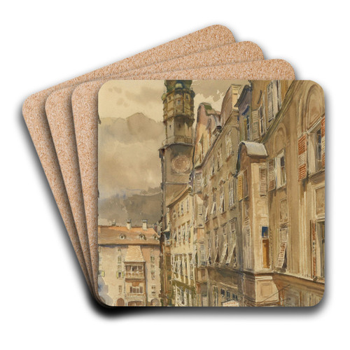 Das Goldene Dachl in Innsbruck by Franz Poledne Art Drink Coaster set Das Goldene Dachl in Innsbruck by Franz Poledne Art Drink Coaster set