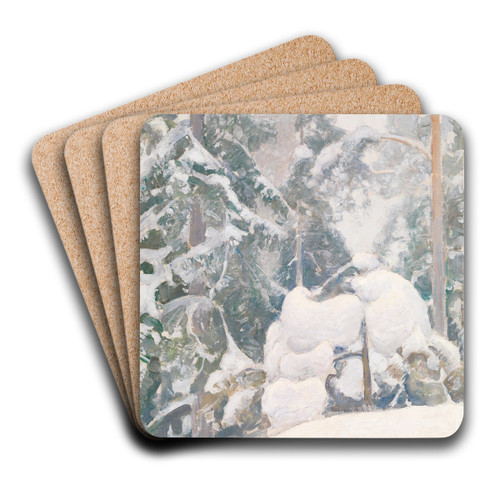 Winter landscape by Pekka Halonen Art Drink Coaster set