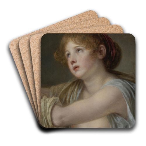 Bust Of A Young Woman by Jean-Baptiste Greuze Art Drink Coaster set
