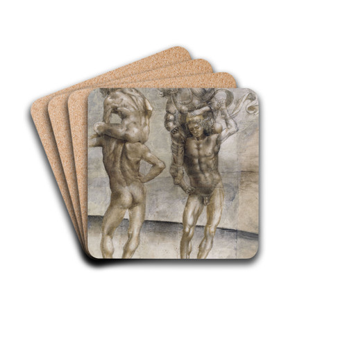 Two nude youths carrying a young woman and a young man by Luca Signorelli Drink Coasters - set of 4
