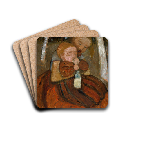 Girl with a Baby Among Birch Trees by Paula Modersohn-Becker Drink Coasters - set of 4
