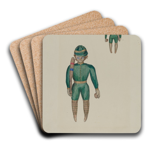 Knitted Doll by Jane Iverson Art Drink Coaster set
