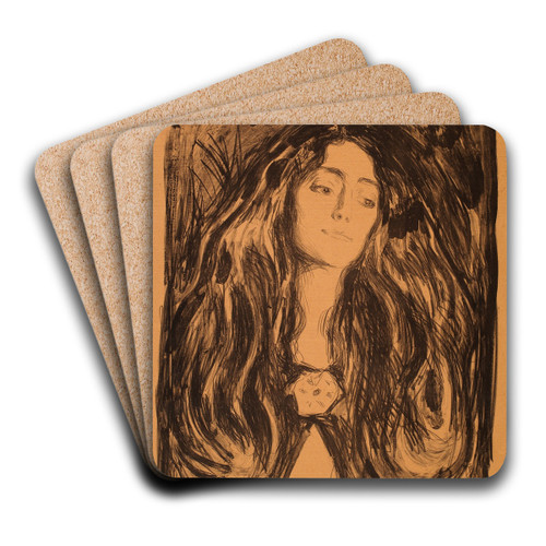 Madonna (The Brooch. Eva Mudocci) by Edvard Munch Art Drink Coaster set