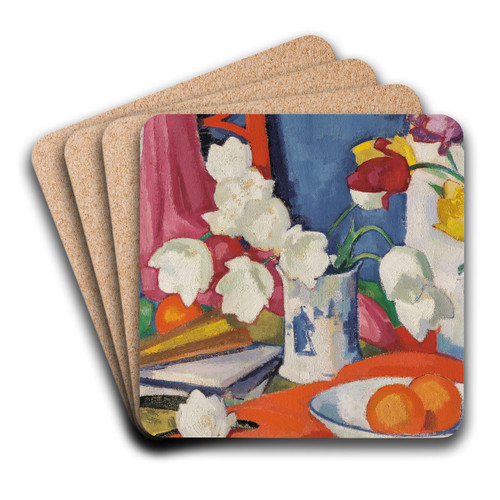 Red and White Tulips by Samuel John Peploe Art Drink Coaster set