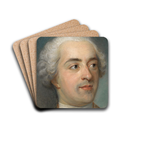 Prparation for a Portrait of Louis XV (1710-1774) by Maurice-Quentin de La Tour Drink Coasters - set of 4 Prparation for a Portrait of Louis XV (1710-1774) by Maurice-Quentin de La Tour Drink Coasters - set of 4