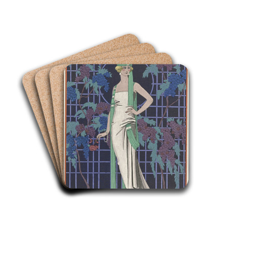 Des robes dans la nuit ; Robe du soir, de Worth by George Barbier Drink Coasters - set of 4
