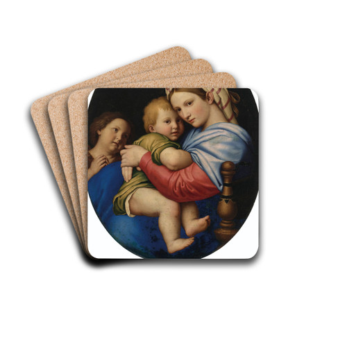 The Madonna and Child with the Infant Saint John the Baptist by Giovanni Battista Salvi da Sassoferrato Drink Coasters - set of 4