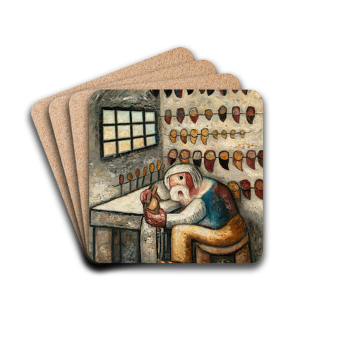 In a bath by Tadeusz Makowski Drink Coasters - set of 4 In a bath by Tadeusz Makowski Drink Coasters - set of 4
