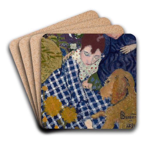 Women With A Dog by Pierre Bonnard Art Drink Coaster set