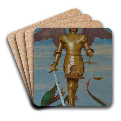 September (St. Michael als Seelenwger) by Hans Thoma Art Drink Coaster set
