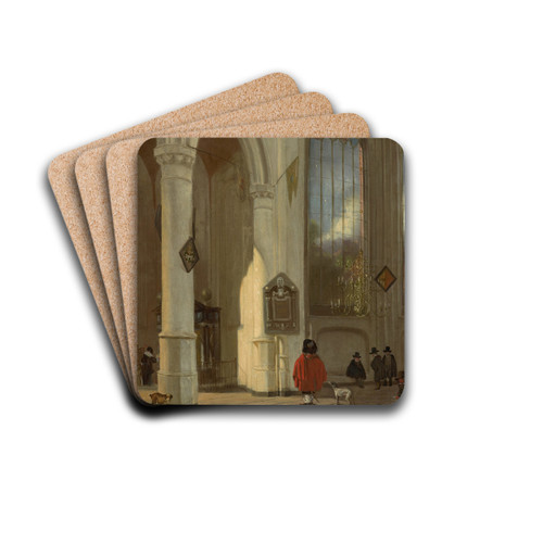 Interior of theOude Kerk in Delft by Emanuel de Witte Drink Coasters - set of 4 Interior of theOude Kerk in Delft by Emanuel de Witte Drink Coasters - set of 4