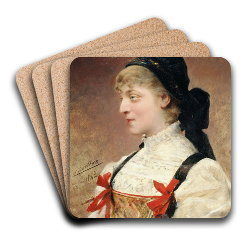 Portrait de Suzanne Reichenberg (1853-1924), socitaire de la Comdie-Franaise by Thobald Chartran Art Drink Coaster set Portrait de Suzanne Reichenberg (1853-1924), socitaire de la Comdie-Franaise by Thobald Chartran Art Drink Coaster set