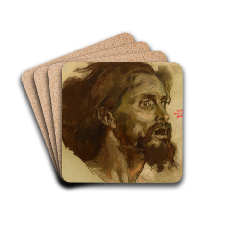 Etude pour un visage d'homme barbu by Henri Leopold Lvy Drink Coasters - set of 4