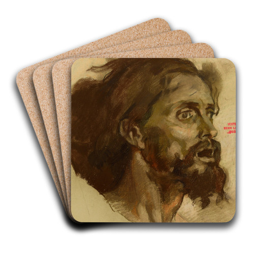Etude pour un visage d'homme barbu by Henri Leopold Lvy Art Drink Coaster set