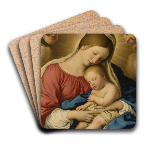The Madonna And Child With Two Putti by Giovanni Battista Salvi da Sassoferrato Art Drink Coaster set