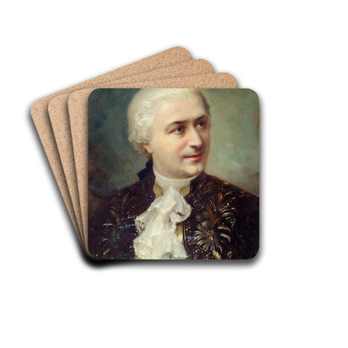 Portrait de Jules Laroche (1841-1925), socitaire de la Comdie-Franaise, dans le rle d'Almaviva by Daniel Brard Drink Coasters - set of 4 Portrait de Jules Laroche (1841-1925), socitaire de la Comdie-Franaise, dans le rle d'Almaviva by Daniel Brard Drink Coasters - set of 4
