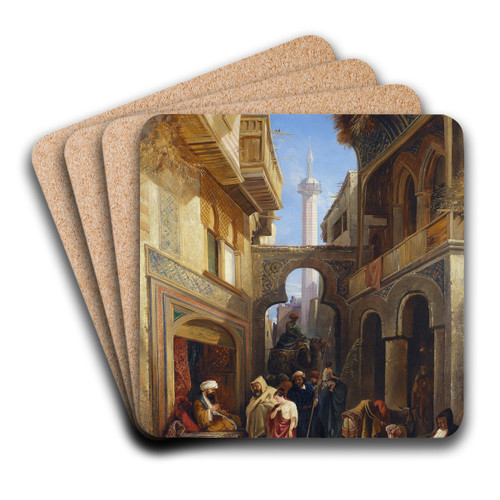 Street Scene In Cairo by William James Mller Art Drink Coaster set