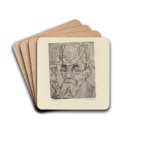 Kopf Prof. E K. by Ernst Ludwig Kirchner Drink Coasters - set of 4