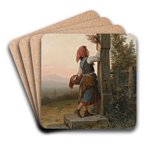 Auf Dem Heimwege (On The Way Home) by Johann Georg Meyer von Bremen Art Drink Coaster set