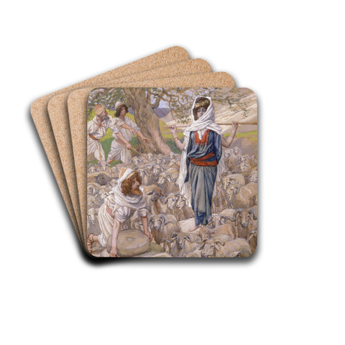 Jacob and Rachel at the Well by James Tissot Drink Coasters - set of 4