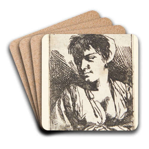 Brystbillede af en ung bondekone by Cornelis Pietersz. Bega Art Drink Coaster set