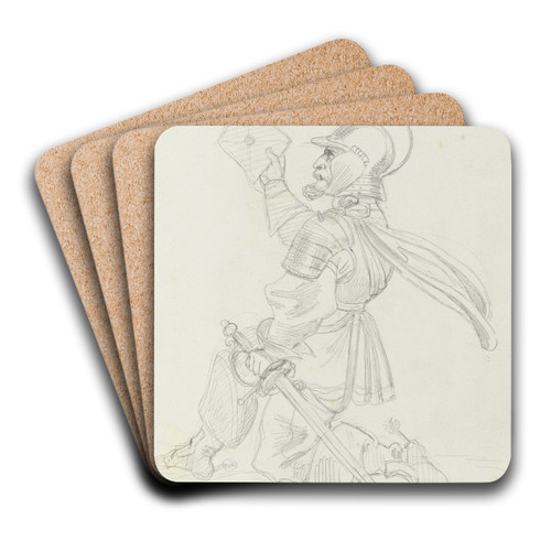 Kniender Ritter, einen Brief berreichend by Ludwig Michael Schwanthaler Art Drink Coaster set
