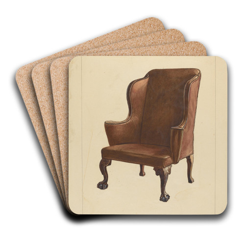 Wing Chair by Rolland Livingstone Art Drink Coaster set