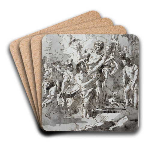Baptism of Christ in the Jordan by Giovanni Domenico Tiepolo Art Drink Coaster set
