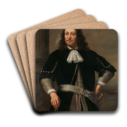 Portrait of a Naval Officer, probably Vice-Admiral Aert van Nes (1626-1693) by Ferdinand Bol Art Drink Coaster set Portrait of a Naval Officer, probably Vice-Admiral Aert van Nes (1626-1693) by Ferdinand Bol Art Drink Coaster set