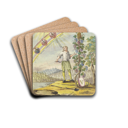 Knabe mit einem Rebmesser vor einem Weinstock by Johann Esaias Nilson Drink Coasters - set of 4