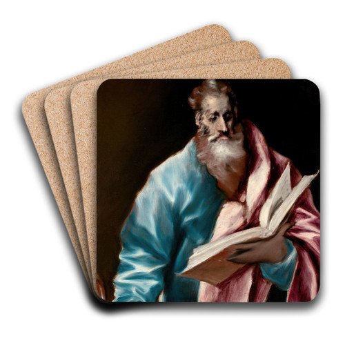 Apostle Saint Matthew by El Greco (Domenikos Theotokopoulos) Art Drink Coaster set