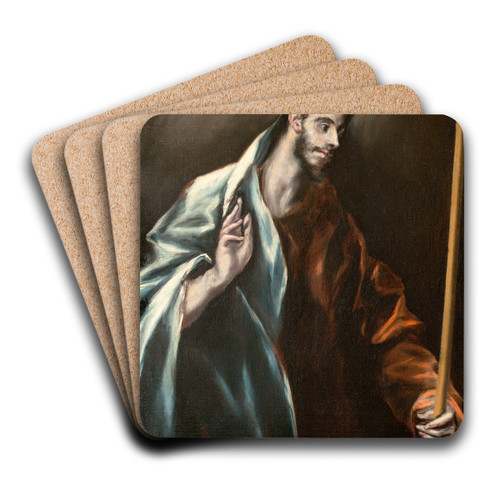 Apostle St Thomas by El Greco (Domenikos Theotokopoulos) Art Drink Coaster set