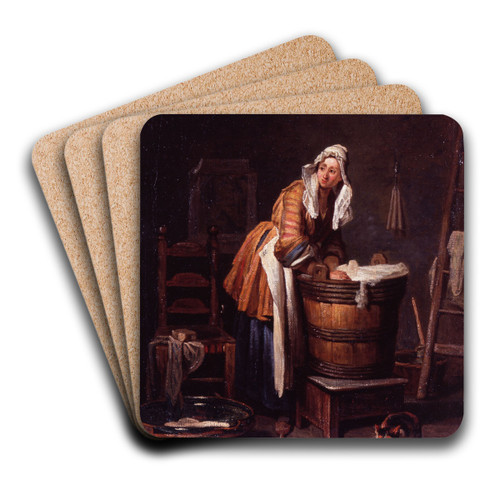 Washerwoman by Jean Simon Chardin Art Drink Coaster set