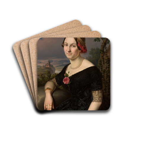 Portrait of a lady by Antoni Murzynowski Drink Coasters - set of 4 Portrait of a lady by Antoni Murzynowski Drink Coasters - set of 4