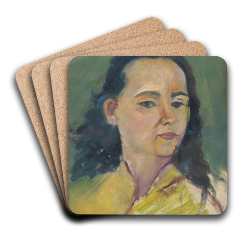 Portait of a Woman by Arnold Peter Weisz-Kubnan Art Drink Coaster set