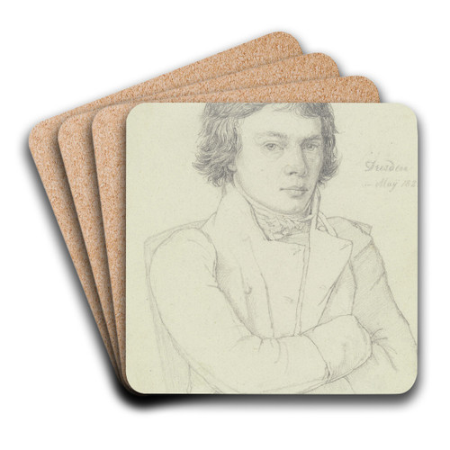 Bildnis des Hannoveraner Historienmalers Heinrich Schulz by Nikolaus Hoff Art Drink Coaster set