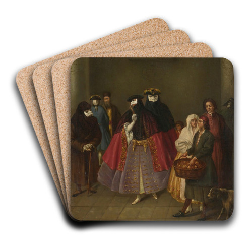 Meeting of the Dominoes by Pietro Longhi Art Drink Coaster set