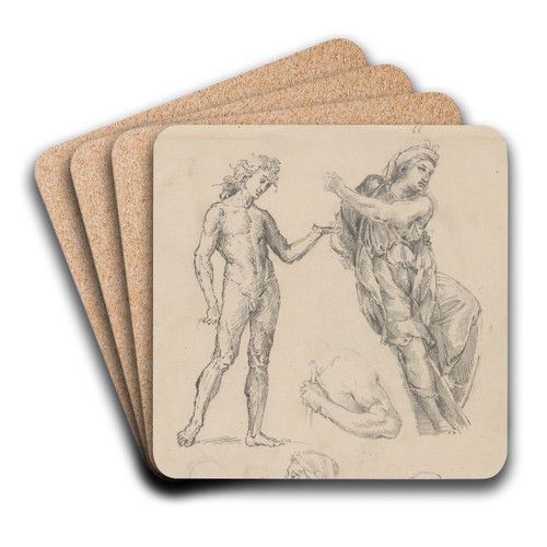 Drawings of a Book Illustration Dedicated to Italian Art by Stanisaw Wyspiaski Art Drink Coaster set