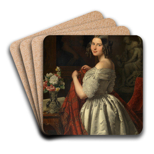 Junge Dame bei der Toilette by Ferdinand Georg Waldmller Art Drink Coaster set