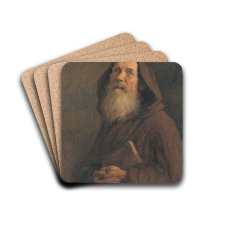 Study of a Monk by Elemr Halsz-Hradil Drink Coasters - set of 4 Study of a Monk by Elemr Halsz-Hradil Drink Coasters - set of 4