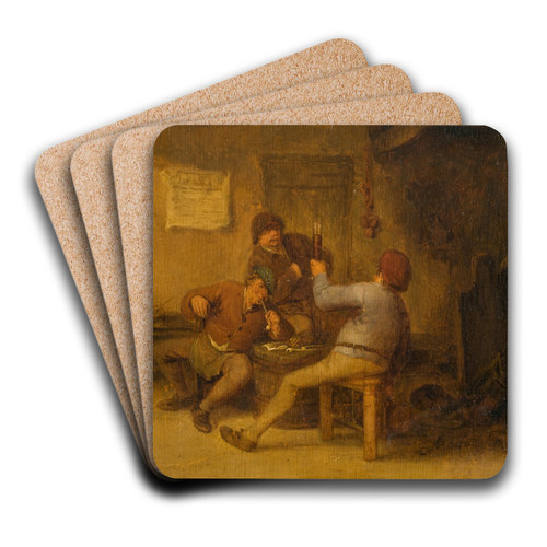 Peasants Drinking and Smoking by Adriaen van Ostade Art Drink Coaster set Peasants Drinking and Smoking by Adriaen van Ostade Art Drink Coaster set