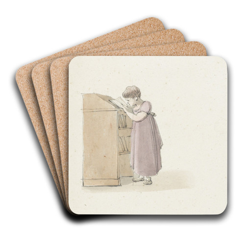 Lezend meisje bij een kast by Pieter Bartholomeusz. Barbiers Art Drink Coaster set Lezend meisje bij een kast by Pieter Bartholomeusz. Barbiers Art Drink Coaster set