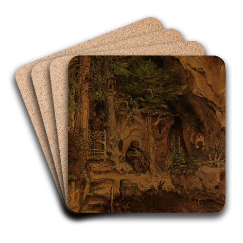 Minstrel with a hermit by Moritz von Schwind Art Drink Coaster set