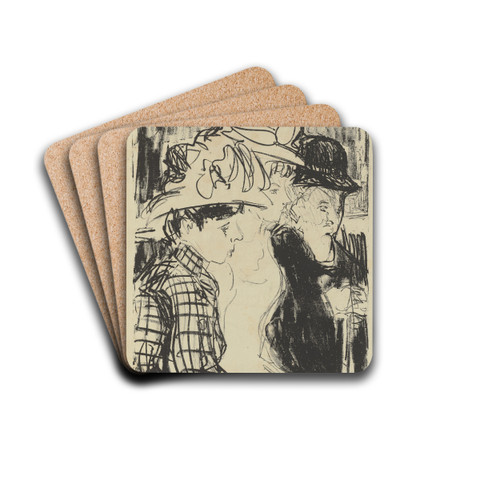 Spaziergnger by Ernst Ludwig Kirchner Drink Coasters - set of 4