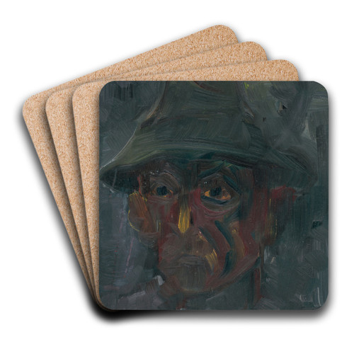 Head of a Man in a Hat by Arnold Peter Weisz-Kubnan Art Drink Coaster set