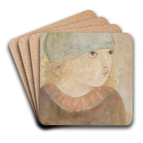 Dziewczynka w niebieskiej czapce (Fillette) by Tadeusz Makowski Art Drink Coaster set Dziewczynka w niebieskiej czapce (Fillette) by Tadeusz Makowski Art Drink Coaster set